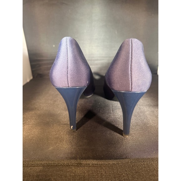 Banolino Womens‎ Navy Blue Fabric Peep Toe High Heel Pumps - Picture 2 of 4